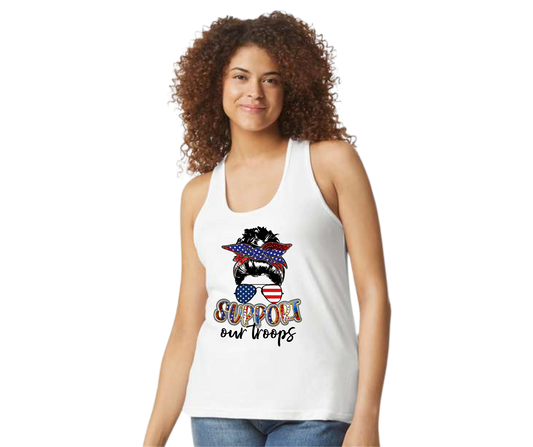 Support Our Troops Messy Bun