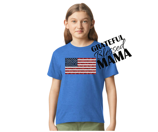 Faux Sparkly American Flag Shirt