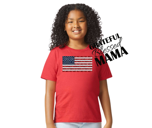 Faux Sparkly American Flag Shirt