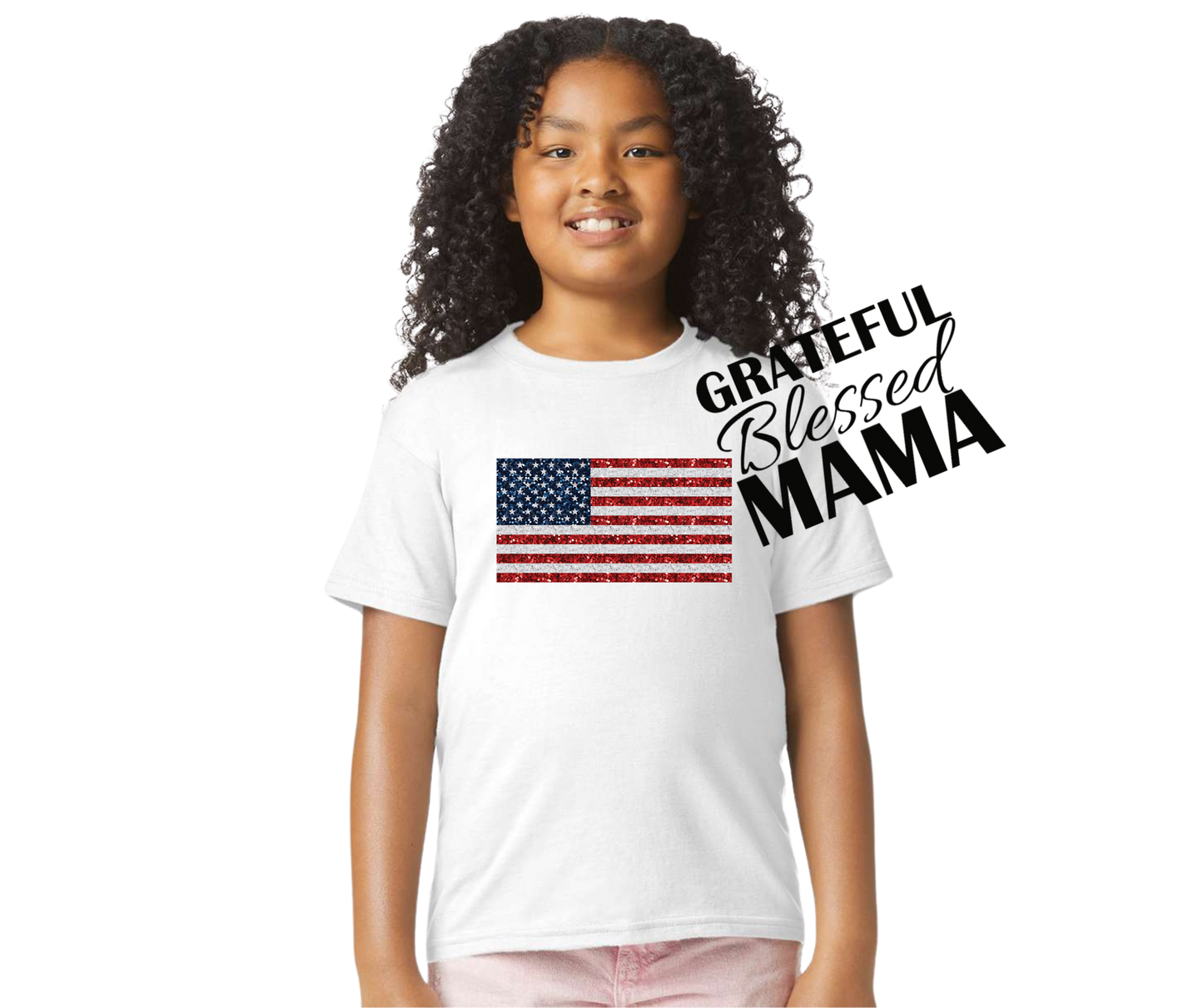 Faux Sparkly American Flag Shirt