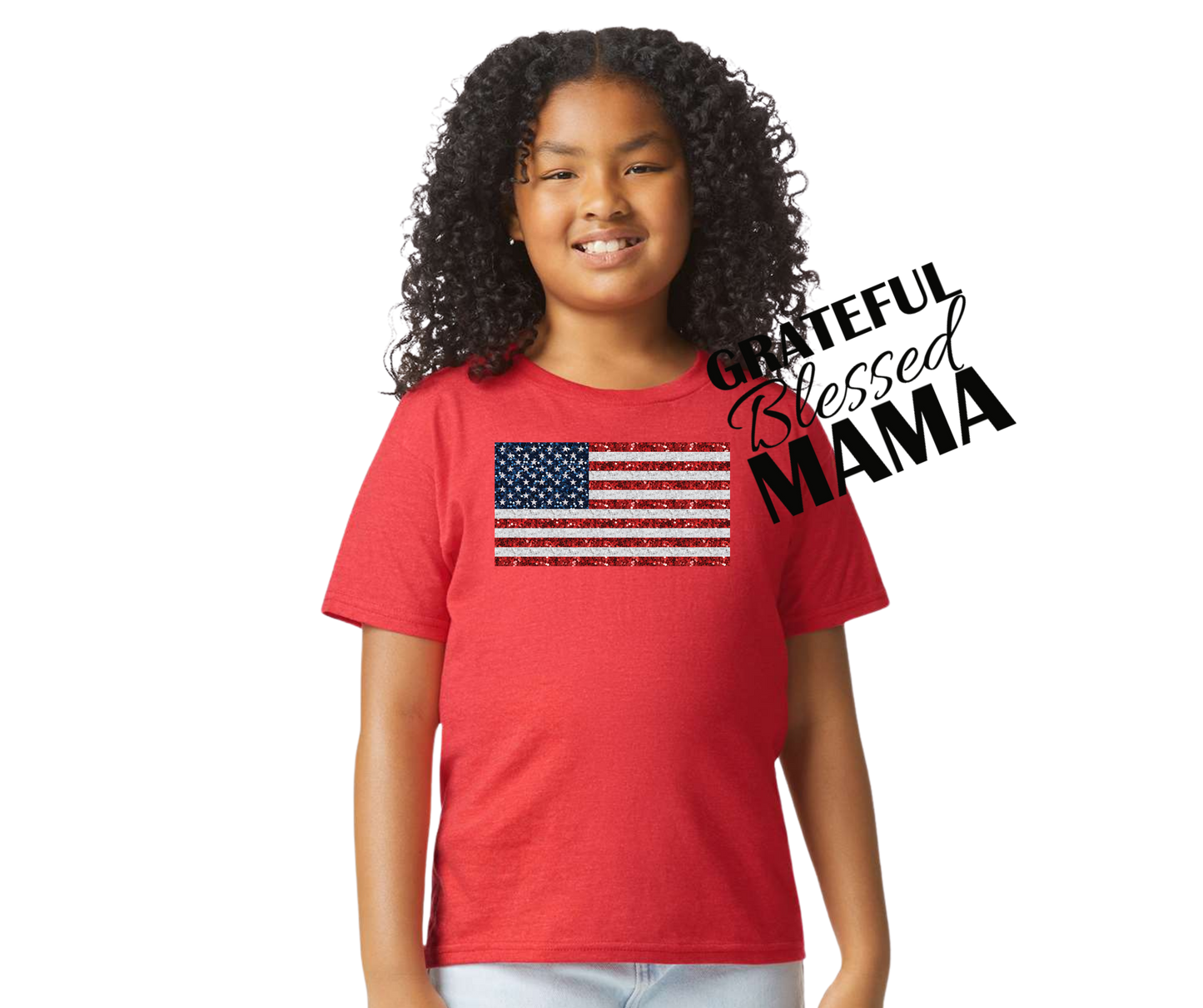 Faux Sparkly American Flag Shirt